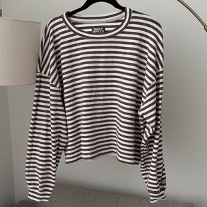 Daily Drills Brown and White Striped Top